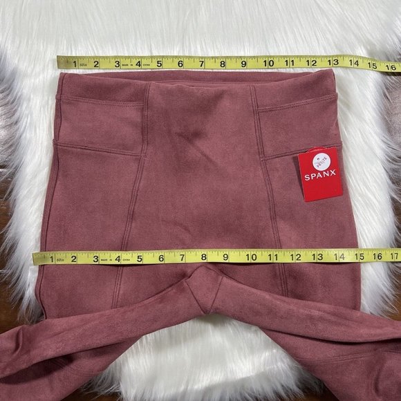 Spanx Size Small Petite Rich Rose Faux Suede Leggings Pants - Picture 4 of 10